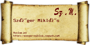 Száger Miklós névjegykártya