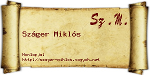 Száger Miklós névjegykártya