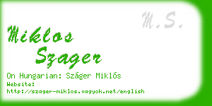 miklos szager business card